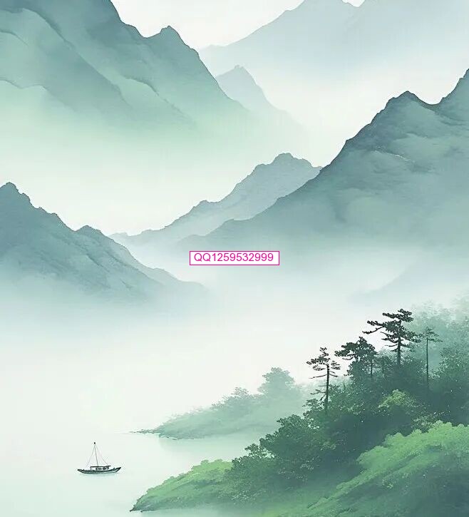 花瓣素材_中国风通用水墨绿色对称山水背景图片素材_193499662