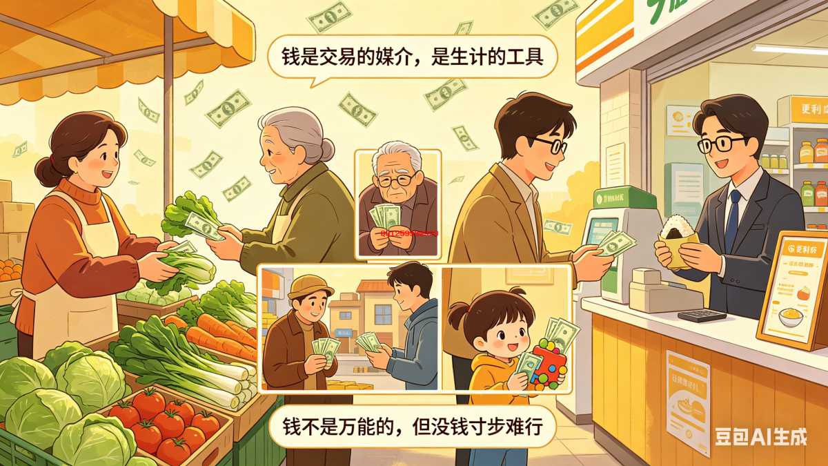 钱，是纸币，用来交易，钱，是用品，用于生计-神人佛-善无痕蛇无泪