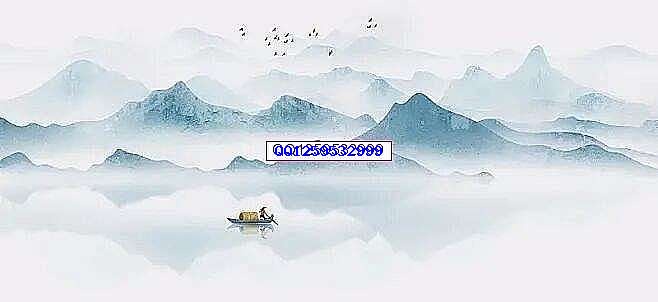 蓝色意境山水画图片下载