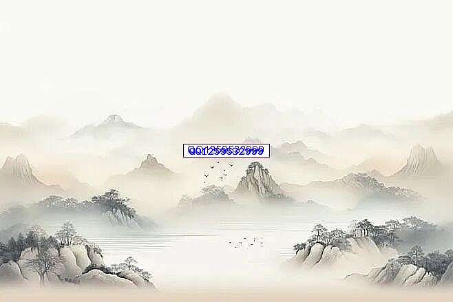 画作山峰水墨画插画图片