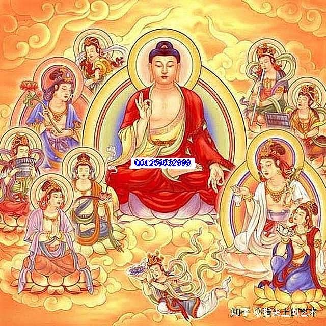 一幅佛教绘画中的神圣意境-神人佛-善无痕蛇无泪