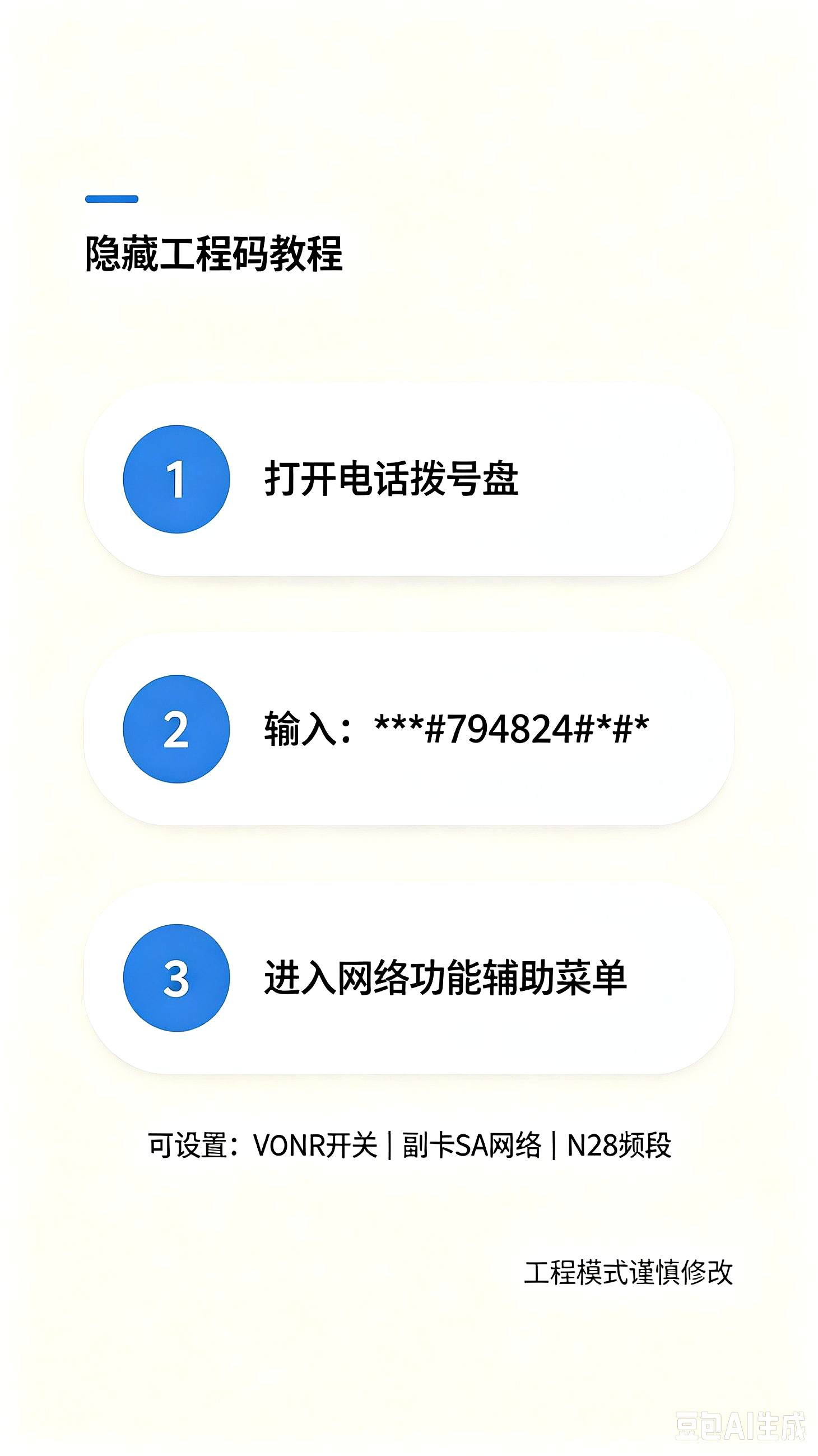 调出【网络功能辅助菜单】拨号代码（小米/Redmi 澎湃OS）